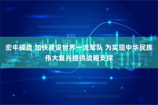 宏牛操盘 加快建设世界一流军队 为实现中华民族伟大复兴提供战略支撑